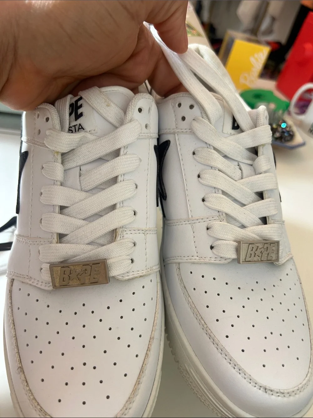 Bape White Sneakers with Black Star Bolt size 7 men